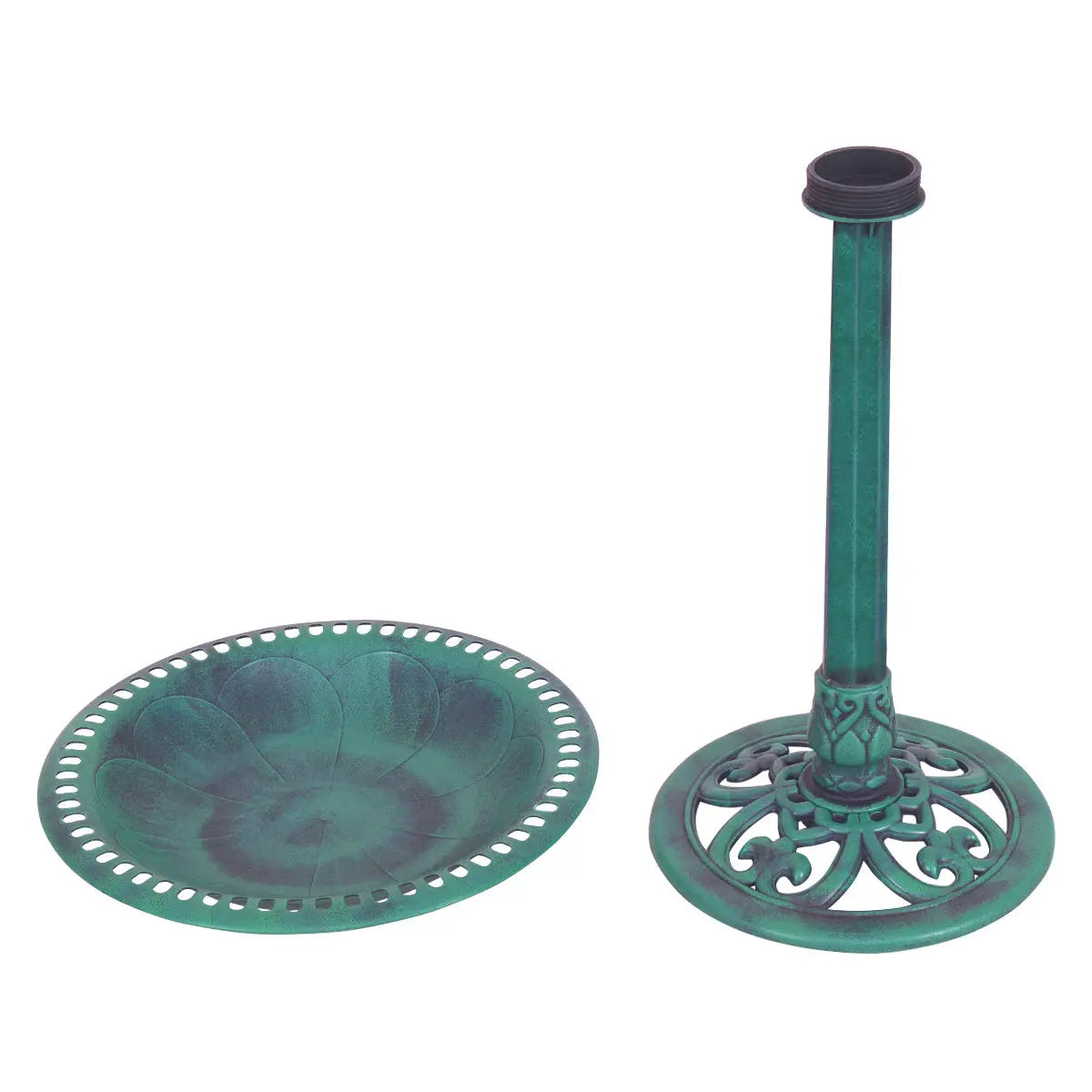 Green Pedestal Bird Bath