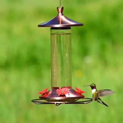 Copper Glass Hummingbird Feeder